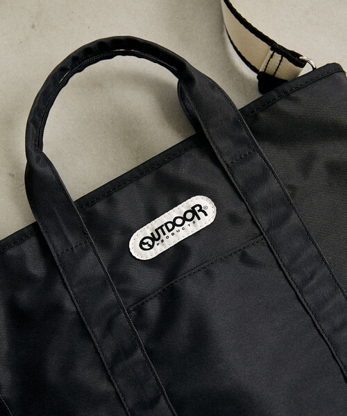 OUTDOOR PRODUCTS（アウトドアプロダクツ）の「OUTDOOR PRODUCTS/アウトドアプロダクツ ストライプ テープ 2WAY トートバッグ　限定展開（トートバッグ・レディース・その他9/ブラック・ONE SIZE）」の12枚目の写真