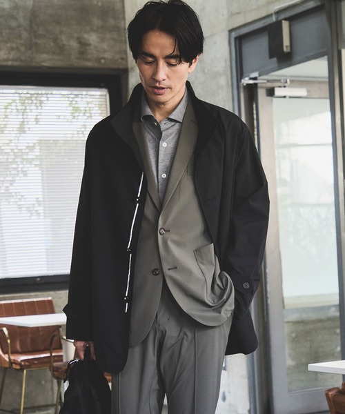 JUN STANDARD PICKS（ジュンスタンダードピックス）の「撥水パラシュートボタンスタンドコート（トレンチコート・メンズ・ベージュ/ブラック・L/LL/S/M）」の6枚目の写真