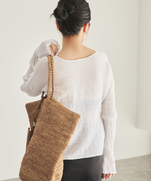 plage（プラージュ）の「LES ATELIERS FRANCAIS DE CONFECTION 別注 OPEN BTN 2WAY ブラウス（シャツ/ブラウス・レディース・ホワイト/アイボリー/ブラック・FREE）」の7枚目の写真