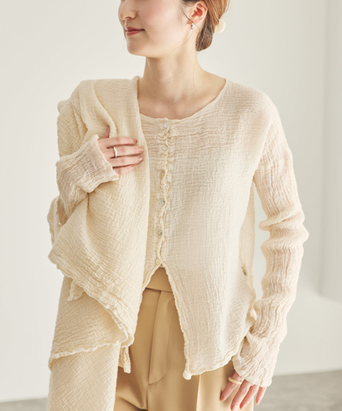 plage（プラージュ）の「LES ATELIERS FRANCAIS DE CONFECTION 別注 OPEN BTN 2WAY ブラウス（シャツ/ブラウス・レディース・ホワイト/アイボリー/ブラック・FREE）」の19枚目の写真