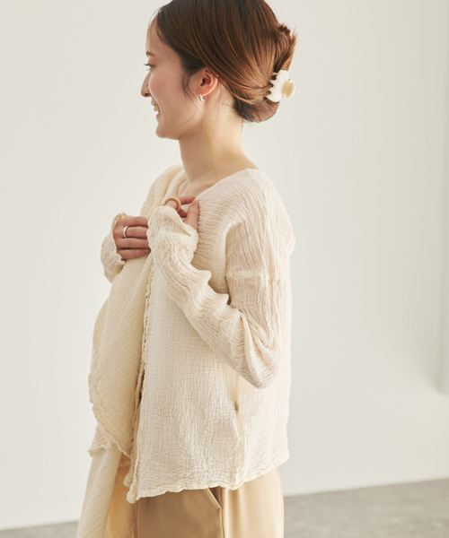 plage（プラージュ）の「LES ATELIERS FRANCAIS DE CONFECTION 別注 OPEN BTN 2WAY ブラウス（シャツ/ブラウス・レディース・ホワイト/アイボリー/ブラック・FREE）」の20枚目の写真