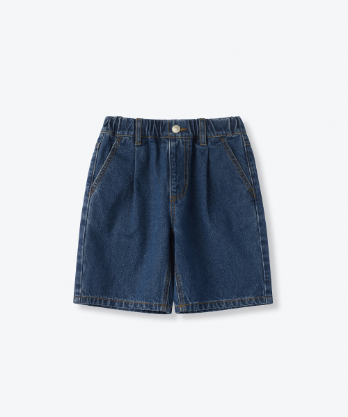 MUSINSA STANDARD KIDS（ムシンサスタンダードキッズ）の「ワンタックワイドデニムショーツ [ミディアムインディゴ]（その他パンツ・レディース・その他・150/130/140/100/110/120/160）」の2枚目の写真