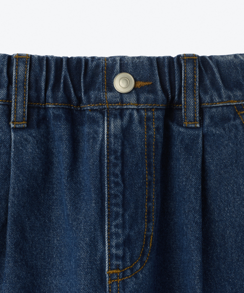 MUSINSA STANDARD KIDS（ムシンサスタンダードキッズ）の「ワンタックワイドデニムショーツ [ミディアムインディゴ]（その他パンツ・レディース・その他・150/130/140/100/110/120/160）」の4枚目の写真