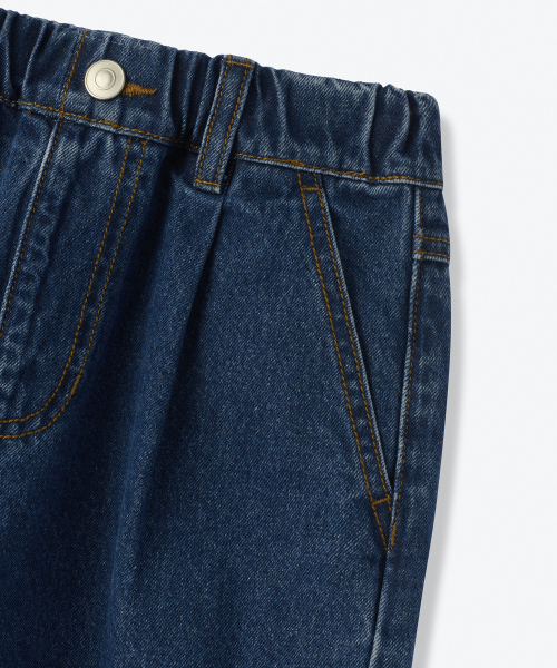 MUSINSA STANDARD KIDS（ムシンサスタンダードキッズ）の「ワンタックワイドデニムショーツ [ミディアムインディゴ]（その他パンツ・レディース・その他・150/130/140/100/110/120/160）」の5枚目の写真