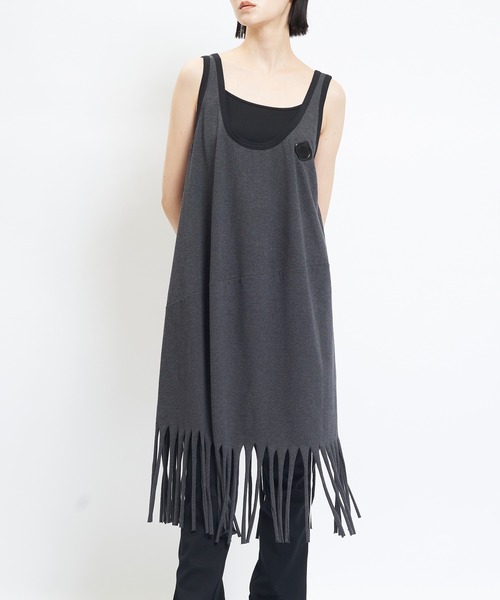 gomme(ゴム)の「フリンジワンピース(ワンピース・レディース・チャコールグレー/ブラック・MEDIUM)」の1枚目の写真