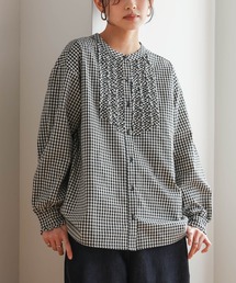 ギンガムチェックフリルブラウス