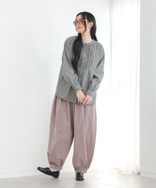 n'OrLABEL（ノアールレーベル）の「ギンガムチェックフリルブラウス（シャツ/ブラウス・レディース・ブラック/グリーン・1/2）」の12枚目の写真
