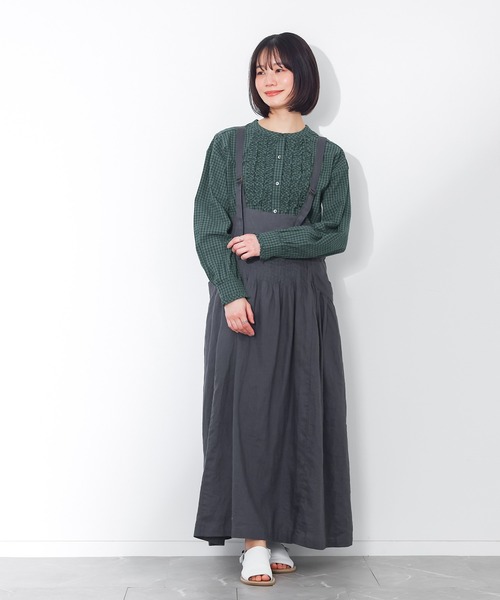 n'OrLABEL（ノアールレーベル）の「ギンガムチェックフリルブラウス（シャツ/ブラウス・レディース・ブラック/グリーン・1/2）」の15枚目の写真