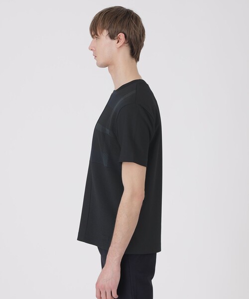 BLACK LABEL CRESTBRIDGE(ブラックレーベル・クレストブリッジ)の「【BLACK lab.】テクスチャーミックスパッチワークTシャツ(Tシャツ/カットソー・メンズ・ブラック/オフホワイト・XL/M/L)」の9枚目の写真