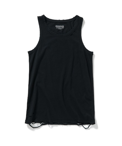 PERVERZE（パーバーズ）の「DISTRESS Regular Tank Top（タンクトップ・レディース・ホワイト/ブラック/カーキ/グレー・FREE）」の2枚目の写真