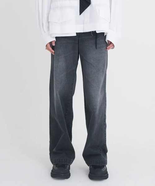Tamme（タム）の「【TAMME/タム】DOUBLE KNEE DENIM PANTS（デニムパンツ・メンズ・インディゴブルー/ブラック・1/2）」の2枚目の写真