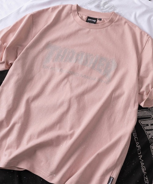THRASHER(スラッシャー)の「【70】【THRASHER/スラッシャー】ラインストーン ブランドロゴ ラメ総柄Tシャツ/ショート丈有り(Tシャツ/カットソー・メンズ・ブラック/ホワイト/ピンク・XL/L/M/FREE)」の3枚目の写真