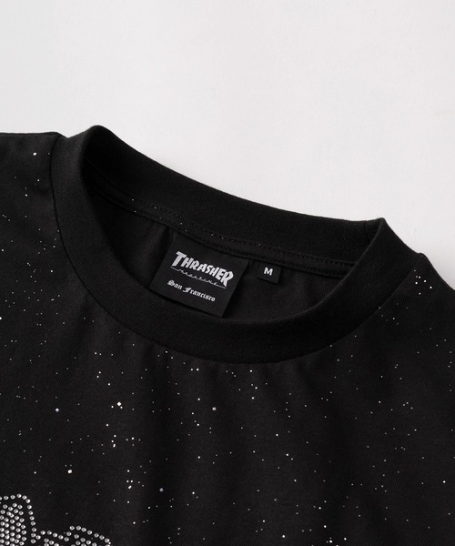 THRASHER(スラッシャー)の「【70】【THRASHER/スラッシャー】ラインストーン ブランドロゴ ラメ総柄Tシャツ/ショート丈有り(Tシャツ/カットソー・メンズ・ブラック/ホワイト/ピンク・XL/L/M/FREE)」の6枚目の写真