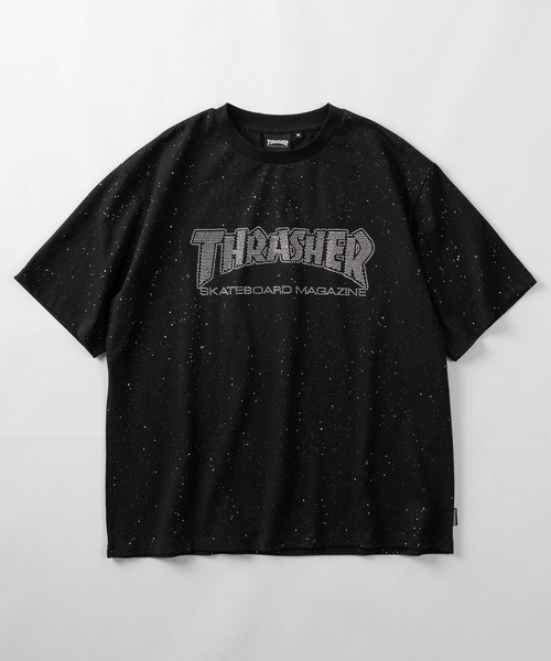 THRASHER(スラッシャー)の「【70】【THRASHER/スラッシャー】ラインストーン ブランドロゴ ラメ総柄Tシャツ/ショート丈有り(Tシャツ/カットソー・メンズ・ブラック/ホワイト/ピンク・XL/L/M/FREE)」の4枚目の写真