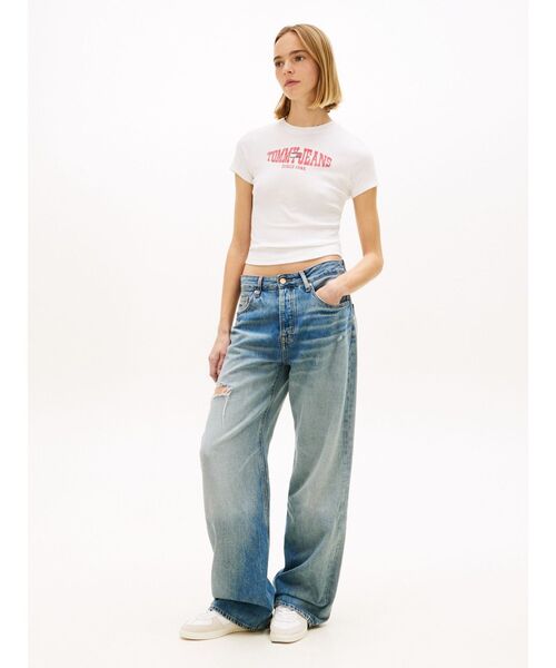 tommy jeans(トミー ジーンズ)の「スリムウェービーフラッグショートスリーブTシャツ(Tシャツ/カットソー・レディース・ブラック/ホワイト/レッド・X-SMALL/SMALL/MEDIUM/LARGE)」の10枚目の写真