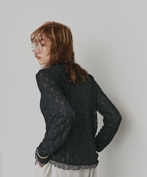 ad thie（アドティエ）の「リバーシブル プチハイネック レーストップス（Tシャツ/カットソー・レディース・ネイビー系/グレー系/ピンク系/ブラック系・FREE）」の9枚目の写真