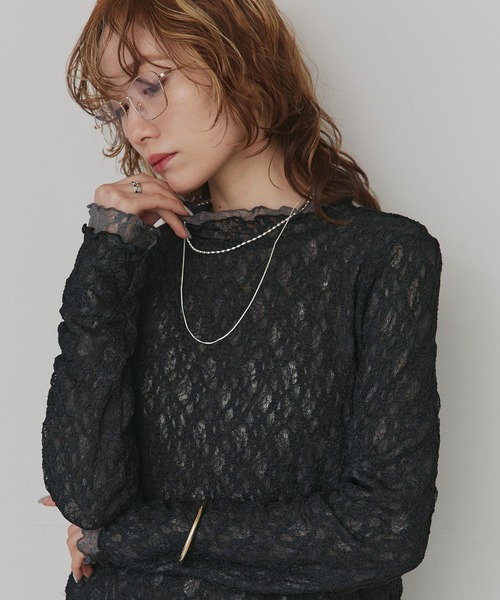 ad thie（アドティエ）の「リバーシブル プチハイネック レーストップス（Tシャツ/カットソー・レディース・ネイビー系/グレー系/ピンク系/ブラック系・FREE）」の10枚目の写真