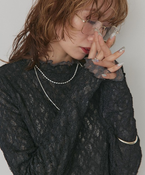 ad thie（アドティエ）の「リバーシブル プチハイネック レーストップス（Tシャツ/カットソー・レディース・ネイビー系/グレー系/ピンク系/ブラック系・FREE）」の11枚目の写真