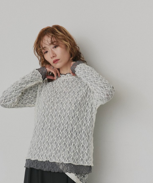 ad thie（アドティエ）の「リバーシブル プチハイネック レーストップス（Tシャツ/カットソー・レディース・ネイビー系/グレー系/ピンク系/ブラック系・FREE）」の15枚目の写真