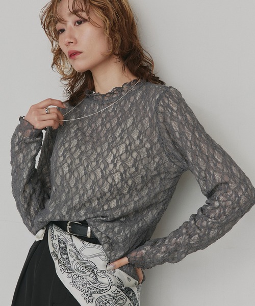 ad thie（アドティエ）の「リバーシブル プチハイネック レーストップス（Tシャツ/カットソー・レディース・ネイビー系/グレー系/ピンク系/ブラック系・FREE）」の18枚目の写真