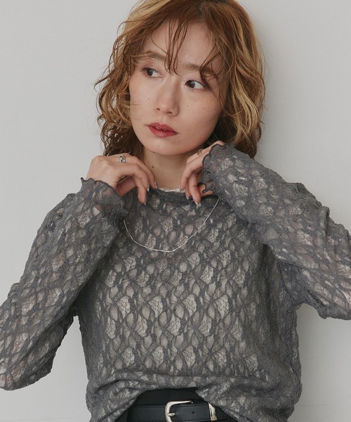 ad thie（アドティエ）の「リバーシブル プチハイネック レーストップス（Tシャツ/カットソー・レディース・ネイビー系/グレー系/ピンク系/ブラック系・FREE）」の19枚目の写真