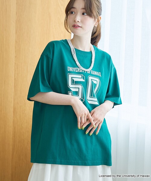 coen(コーエン)の「アソートカレッジロゴ プリントTシャツ(Tシャツ/カットソー・レディース・ケリーグリーン/ライトグレー/オフホワイト/ナチュラル・M/L)」の4枚目の写真