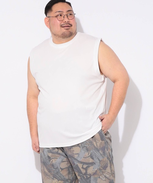 PIMLICO（ピムリコ）の「パックTシャツ ノースリーブ 3枚セット 無地 タンクトップ メンズ 大きいサイズ 3Pセット パック入り DRY メッシュ クルーネック カットソー インナー 一枚で着れる ピムリコ（Tシャツ/カットソー・メンズ・ホワイト/ブラック・X3(6L～7L)/X2(4L～5L)/X5(9L～10L)/X4(8L～9L)/X1(3L～4L)）」の3枚目の写真