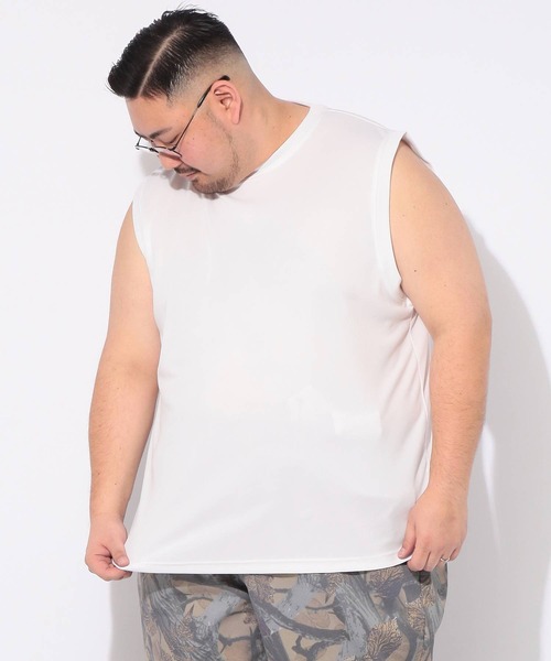 PIMLICO（ピムリコ）の「パックTシャツ ノースリーブ 3枚セット 無地 タンクトップ メンズ 大きいサイズ 3Pセット パック入り DRY メッシュ クルーネック カットソー インナー 一枚で着れる ピムリコ（Tシャツ/カットソー・メンズ・ホワイト/ブラック・X3(6L～7L)/X2(4L～5L)/X5(9L～10L)/X4(8L～9L)/X1(3L～4L)）」の5枚目の写真