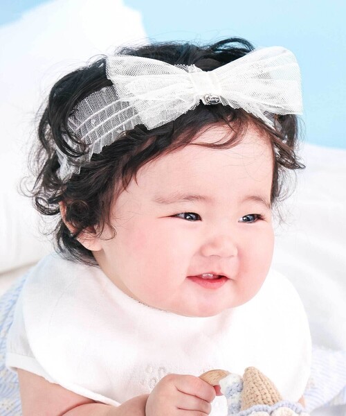 SLAP SLIP BABY(スラップスリップベビー)の「リボンチュールヘアバンドベビー(その他ベビー用品・キッズ・ピンク/ホワイト/イエロー・FREE)」の4枚目の写真
