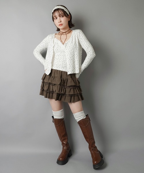 SPINNS(スピンズ)の「スエードティアードミニスカート/NEO森ガール/インナーパンツ付き(スカート・レディース・ブラウン/チャコール・ONESIZE)」の17枚目の写真
