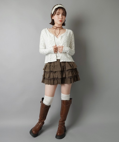 SPINNS(スピンズ)の「スエードティアードミニスカート/NEO森ガール/インナーパンツ付き(スカート・レディース・ブラウン/チャコール・ONESIZE)」の18枚目の写真
