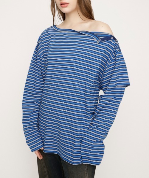 ASYMMETRY BORDER L/S TOPS アシンメトリーボーダーロングスリーブ
