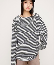 ASYMMETRY BORDER L/S TOPS アシンメトリーボーダーロングスリーブトップス 春服