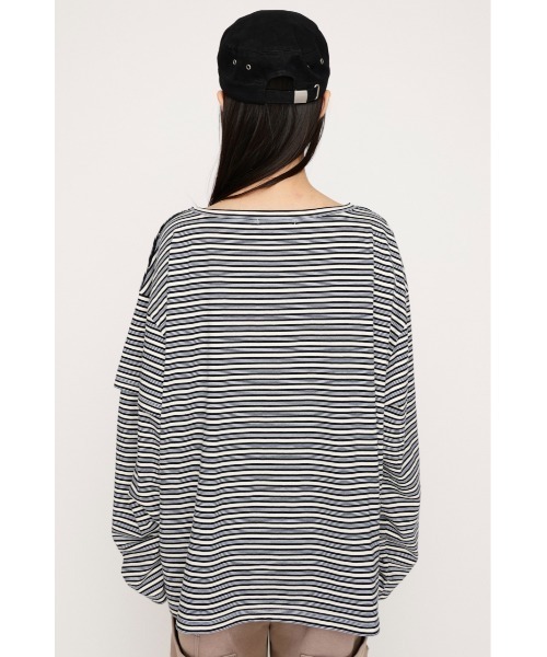 SLY（スライ）の「ASYMMETRY BORDER L/S TOPS アシンメトリーボーダー