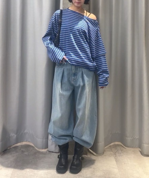 SLY ASYMMETRY BORDER L／S トップス ASYMMETRY BORDER L/S TOPS アシンメトリーボーダーロングスリーブ