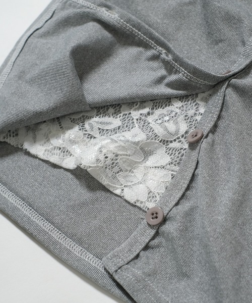 shopnikoniko（ショップニコニコ）の「ニット カーディガン レース リボン レースレイヤード風 ニットカーディガン（カーディガン/ボレロ・レディース・グレー・フリー）」の8枚目の写真