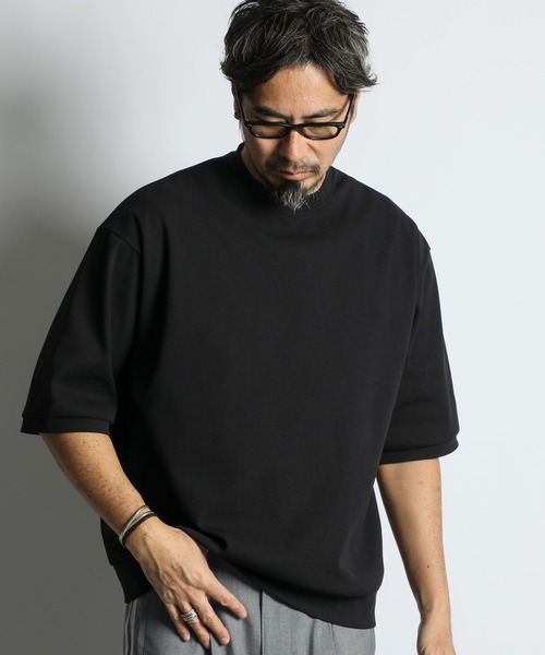 The DUFFER of ST.GEORGE(ザダファーオブセントジョージ)の「【WEB限定アイテム】「AIR FLEX」HONEYCOMB 3/4 SLEEVE RELAX TEE :高収縮機能素材「エアフレックス」5分袖 ハニカム リラックスTEE(Tシャツ/カットソー・メンズ・ブラック/ホワイト・SMALL/MEDIUM/LARGE/X-LARGE)」の5枚目の写真