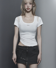 Modern Square Shirring Tee (White)