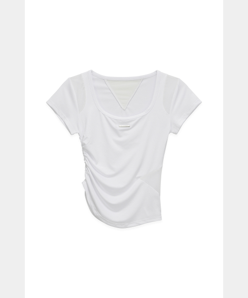 ETRE AU SOMMET(エトレオソメ)の「Modern Square Shirring Tee (White)(Tシャツ/カットソー・レディース・ホワイト・FREE)」の3枚目の写真