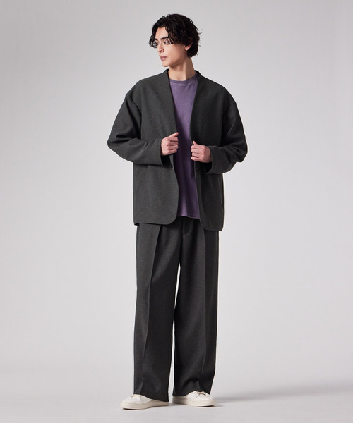 PS Paul Smith(ピーエスポールスミス)の「RIRANCHA(R) ノーカラージャケット / 162754 EXJ02(ノーカラージャケット・メンズ・カーキブラウン/ダークグレー・LARGE/MEDIUM/SMALL)」の3枚目の写真