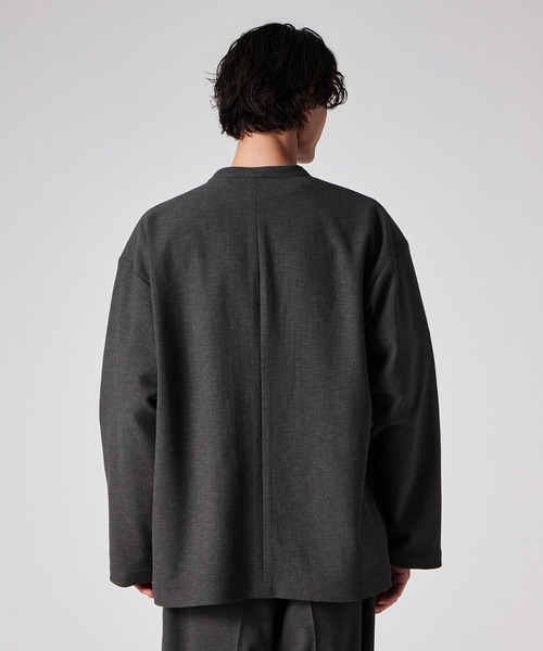 PS Paul Smith(ピーエスポールスミス)の「RIRANCHA(R) ノーカラージャケット / 162754 EXJ02(ノーカラージャケット・メンズ・カーキブラウン/ダークグレー・LARGE/MEDIUM/SMALL)」の4枚目の写真