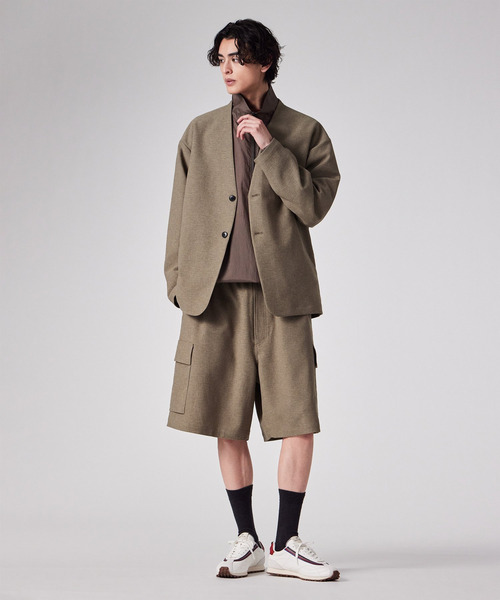 PS Paul Smith(ピーエスポールスミス)の「RIRANCHA(R) ノーカラージャケット / 162754 EXJ02(ノーカラージャケット・メンズ・カーキブラウン/ダークグレー・LARGE/MEDIUM/SMALL)」の6枚目の写真