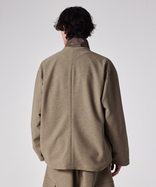 PS Paul Smith(ピーエスポールスミス)の「RIRANCHA(R) ノーカラージャケット / 162754 EXJ02(ノーカラージャケット・メンズ・カーキブラウン/ダークグレー・LARGE/MEDIUM/SMALL)」の7枚目の写真