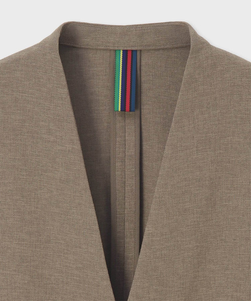PS Paul Smith(ピーエスポールスミス)の「RIRANCHA(R) ノーカラージャケット / 162754 EXJ02(ノーカラージャケット・メンズ・カーキブラウン/ダークグレー・LARGE/MEDIUM/SMALL)」の22枚目の写真