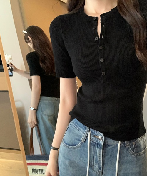 by LEGNA(バイレグナ)の「ヘンリーネックリブカットソー(Tシャツ/カットソー・レディース・ホワイト/ブラック/カーキ/イエロー・LARGE/MEDIUM/SMALL)」の10枚目の写真