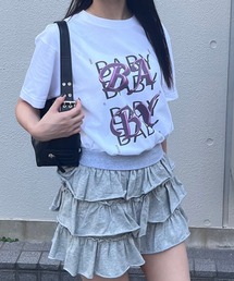 メタリックプリント半袖Tシャツ