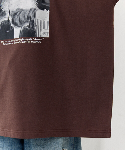 PUBLUX(パブリュクス)の「PUBLUX/パブリュクス <機能性素材>MAGAZINE キャット フォト Tシャツ 限定展開(Tシャツ/カットソー・レディース・ピンク/ブラウン/ホワイト/ブラック・MEDIUM/LARGE/SMALL)」の6枚目の写真
