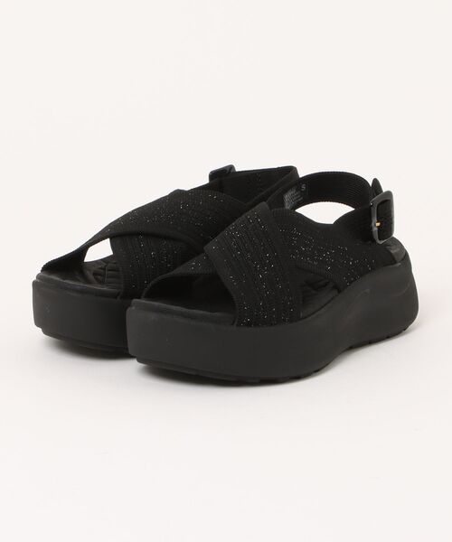 ABC-MART(エービーシーマート)の「ABC SELECT エービーシーセレクト CL CROSS KNIT SANDAL 5 クロスニットサンダル 5 W2068 ALL BLACK(サンダル・レディース・ブラック・SMALL/MEDIUM/LARGE/X-LARGE)」の1枚目の写真