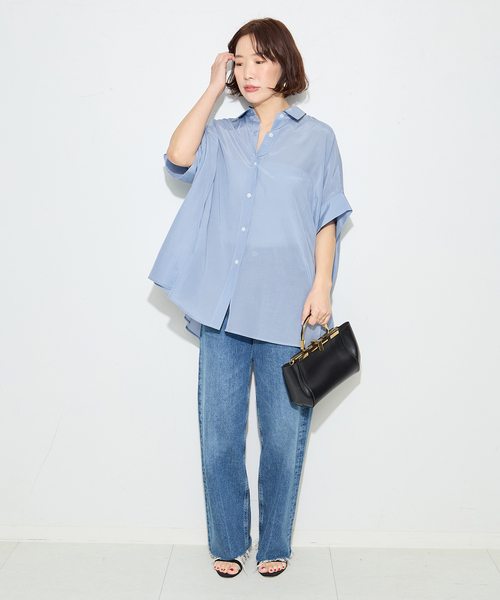 journal standard L'essage(ジャーナルスタンダードレサージュ)の「ライトローンドルマンシャツ(シャツ/ブラウス・レディース・ブラウン/アイボリー/ブルー系その他/ブラック・FREE)」の19枚目の写真