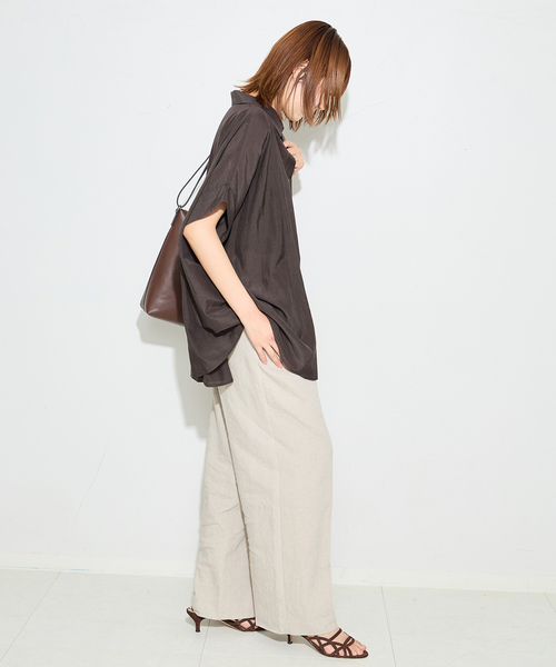 journal standard L'essage（ジャーナルスタンダードレサージュ）の「ライトローンドルマンシャツ（シャツ/ブラウス・レディース・ブラウン/アイボリー/ブルー系その他/ブラック・FREE）」の8枚目の写真